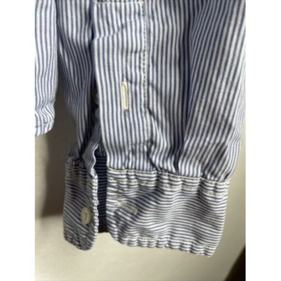 American Eagle Button-Front Favorite Fit Blue/White Stripe Ruffle Front Shirt M - Picture 12 of 12